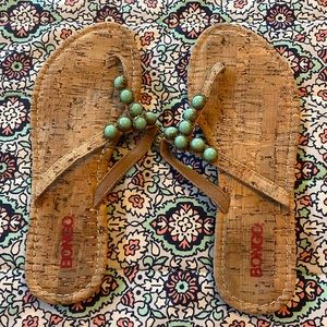 🔴Bongo Tan Flip Flop with Faux Turquoise Embellishments🔴